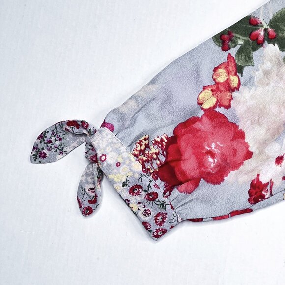 Fig and Flower Floral Boho V-Neck Crepe Tunic Mother of Pearl Buttons Sz XL NWOT - Picture 5 of 10